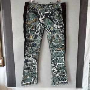 Rockstar Original RSM205 Men's 42x35 Giovanni Flare Denim Camo Distressed Jeans